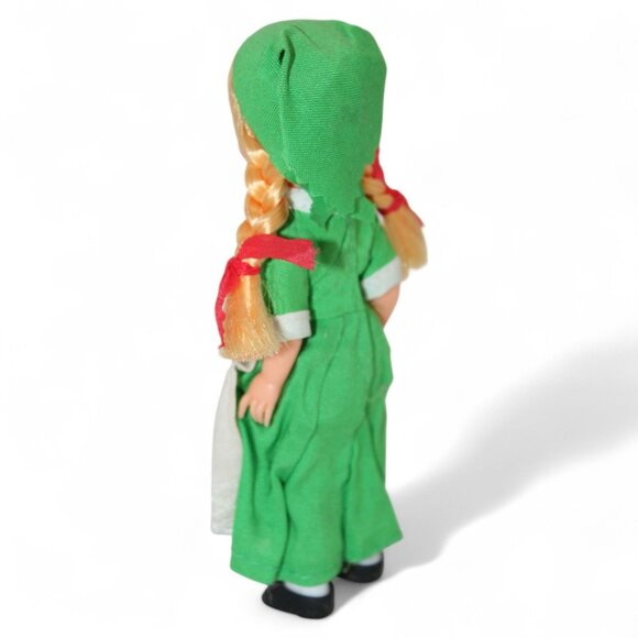Vintage Irish Nationality Doll In Green Dress & Apron With Blonde Braids - Picture 3 of 7